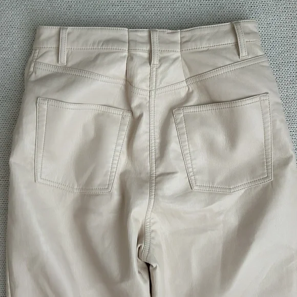 Aritzia Wilfred Cream Leather Straight Leg Pants Size 8 - Picture 8 of 8